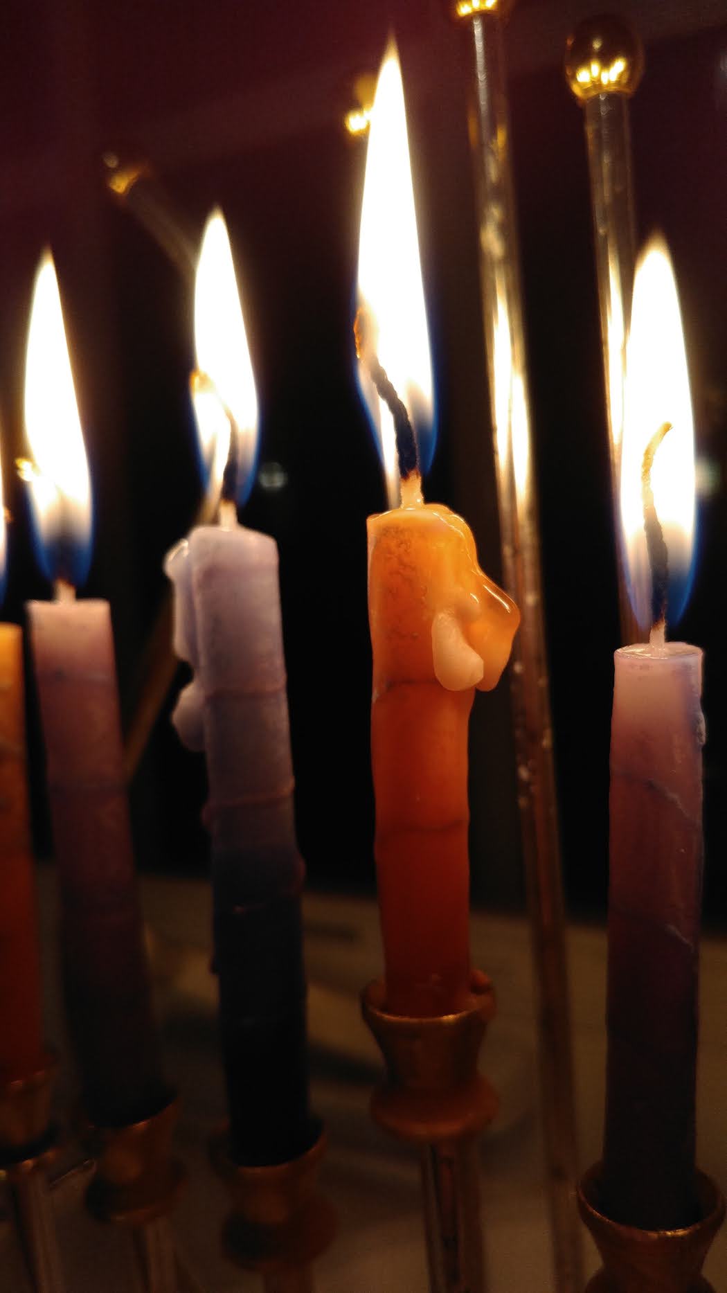 closeup of candle flames
